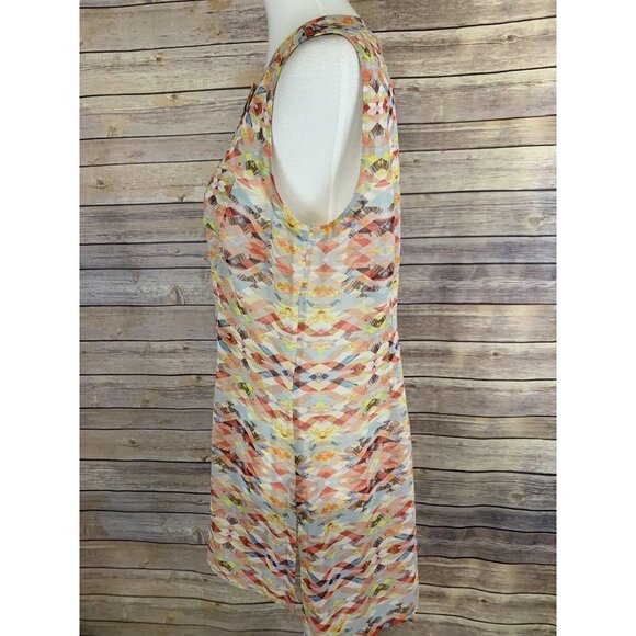 Cabi Womens Medium 760 Avery Tunic Kaleidoscope Top Sheer Geometric Blouse - Picture 4 of 11